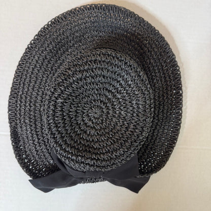 Sun 'N' Sand Black Woven Straw Sun Hat Womens OS Beach Coastal Boho Resortwear