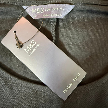 M&S Collection Knot Detail Maxi Dress Womens 18 Black Minimalist Elegant Formal