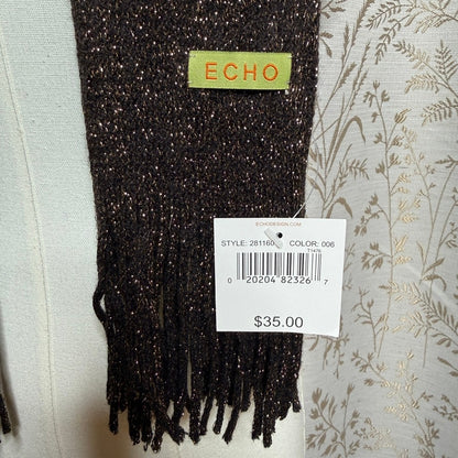 Echo Metallic Sparkle Knit Scarf Women OS NWT Espresso Gold Holiday Festive Glam