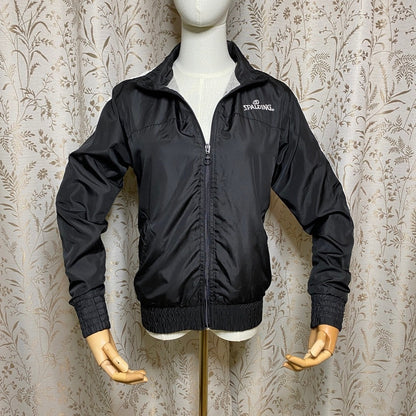 Spalding Track Jacket Medium Black Windbreaker Gorpcore Y2K Athleisure Utility