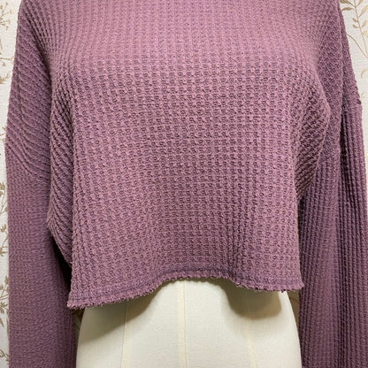 Wild Fable Mauve Waffle Knit Crop Turtleneck Top XS Coquette Grunge Soft Girl