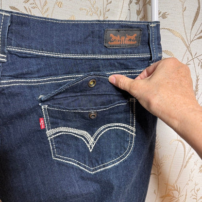 Levi's 524 Too Superlow Jeans Women Sz 18 Tall Dark Indigo Cowgirl Y2K Western