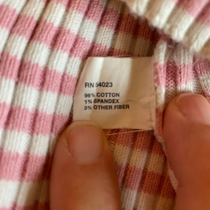 GAP Pink White Striped Turtleneck Sweater Womens S Ribbed Stretch Y2K Preppy