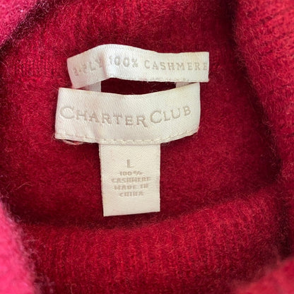Charter Club 2-Ply Cashmere Turtleneck Sweater Womens Large Cranberry Luxury