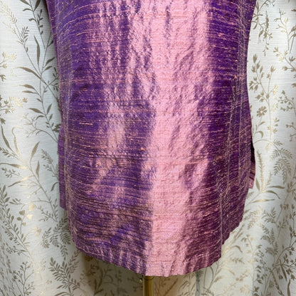 Tom Tom California Vintage Iridescent Silk Shirt Women M Purple Boho Artsy Retro