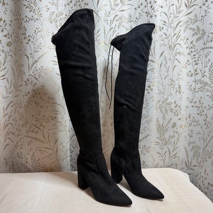 JustFab Aubriana Faux Suede Thigh High Boots Women 8 Goth Witchy Whimsigoth Edgy
