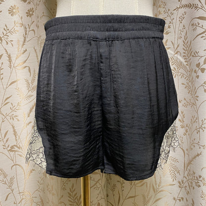 Me To We Black Silk-Feel Lace Trim Shorts Small Coquette Dollette Balletcore