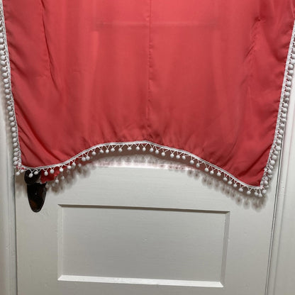 Adreamly Sheer Coral Pink Pom Pom Kaftan Poncho O/S Beach Cover Up Resortwear