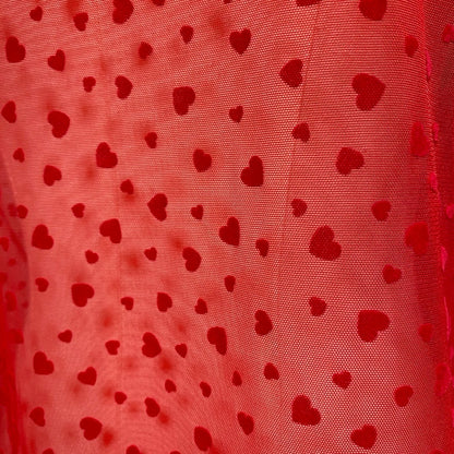 Victorias Secret Red Heart Sheer Mesh Slip Dress Large High Stretch Bodycon Sexy