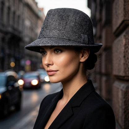 D&Y Gray Wool Blend Fedora Trilby Hat O/S Dark Academia Retro Mid-Century Modern