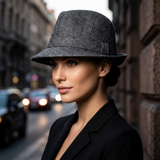 D&Y Gray Wool Blend Fedora Trilby Hat O/S Dark Academia Retro Mid-Century Modern