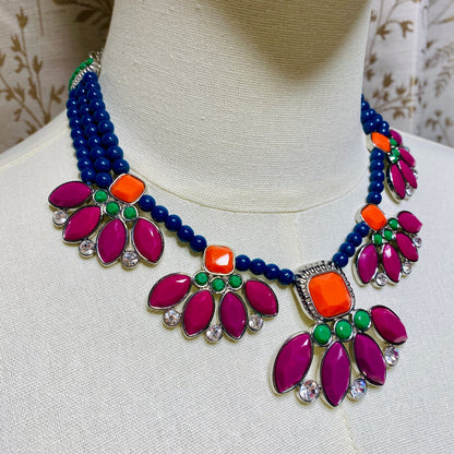 Lia Sophia Flamenco Statement Necklace Boho Chic Retro Artsy Maximalist Dopamine