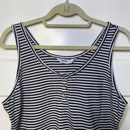 SONOMA Striped Tank Top Classic Black & White Womens Large Casual Minimalist Mod