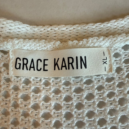 GRACE KARIN Open Knit Cardigan Women XL Shrug Boho Coastal Casual Minimalist