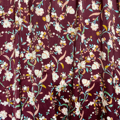 LC Lauren Conrad Floral Balloon Sleeve Blouse Womens L Boho Peasant Top Maroon