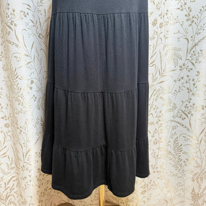 Philosophy Republic Tiered Midi Skirt Women XL Black Whimsigoth Boho Witchy Goth