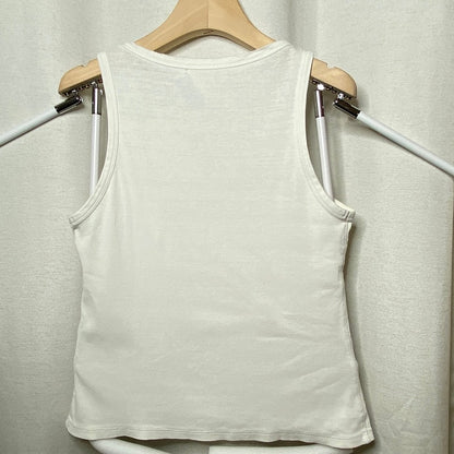 Xanaka White Distressed Ribbed Tank Womens XS Grunge Sleaze Minimalist Y2K Punk