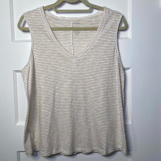 Sonoma Striped V-Neck Tank Top Womens Large Classic Business Casual Minimalist