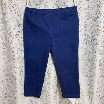 Lands' End Mid Rise Stretch Crop Pants Navy Blue Womens Sz 14 Coastal Minimalist