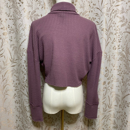 Wild Fable Mauve Waffle Knit Crop Turtleneck Top XS Coquette Grunge Soft Girl