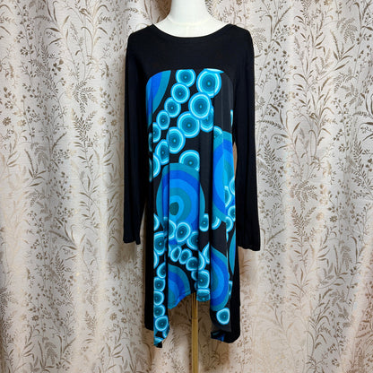 Nicola Antoni Abstract Circle Graphic Tunic Dress Women XL Mod Retro Art to Wear