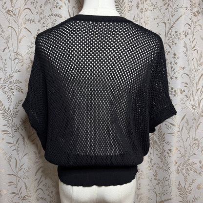 GRACE KARIN Black Open Knit Cardigan Women XL Shrug Goth Whimsigoth Minimalist