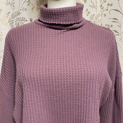 Wild Fable Mauve Waffle Knit Crop Turtleneck Top XS Coquette Grunge Soft Girl