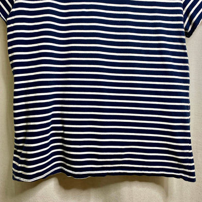 Nautica Blue White Striped Cold Shoulder Tie Tee XL Coastal Sailor Chic Nautical