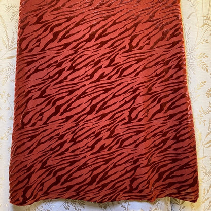 Forever 21 Tiger Print Velvet Burnout Skirt Small Rust Orange Indie Y2K Boho 90s