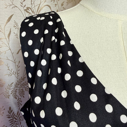 Belle Poque Polka Dot Cocktail Swing Dress L Black White Rockabilly 50s PinUp