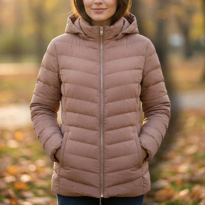 32 Degrees Heat Hooded Puffer Coat Women XXL Brown Gorpcore Utility Earth-Toned