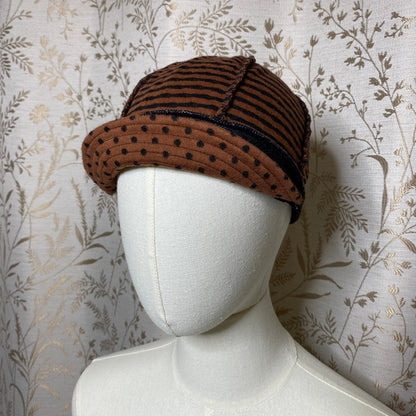Flipside Hats Reversible Polka Dot Striped Cabbie Hat Driver Boho Slow Fashion