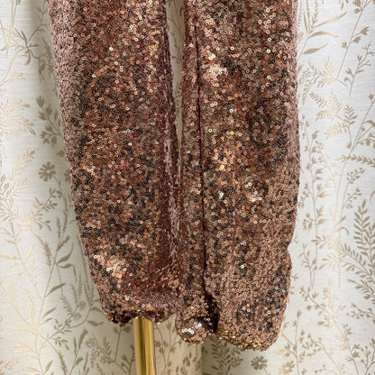 Sequin Jogger Pants Women S Rose Gold Costume Cosplay Glam DIY Distressed Disco
