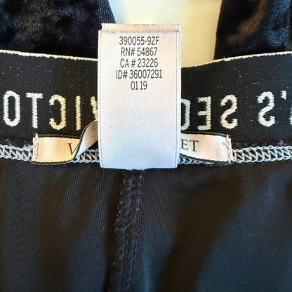 Victoria’s Secret Black Crushed Velvet Logo Leggings Women L Y2K Streetwear Glam