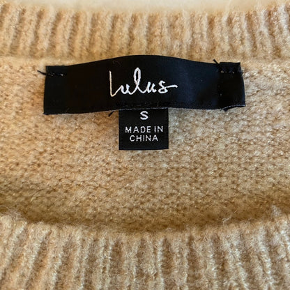 Lulus Nancie Colorblock Knit Sweater Small Camel Black Slouchy Cozy Neutral Soft