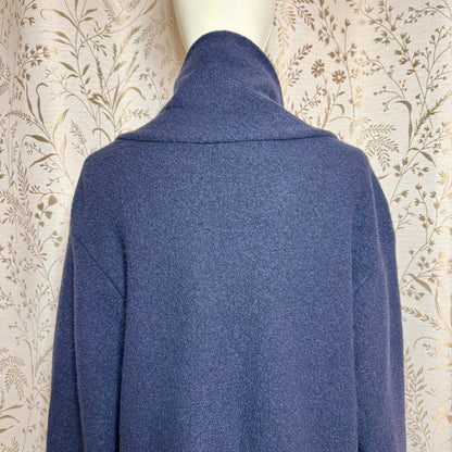 Garnet Hill Asymmetrical Boiled Wool Coat Women 18 Plus Blue Shawl Collar Artsy