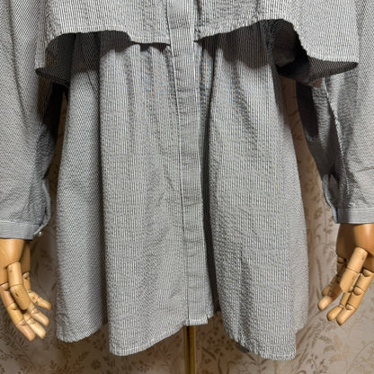American Holic Seersucker Micro-Stripe Tiered Tunic Women M Japan Avant Garde