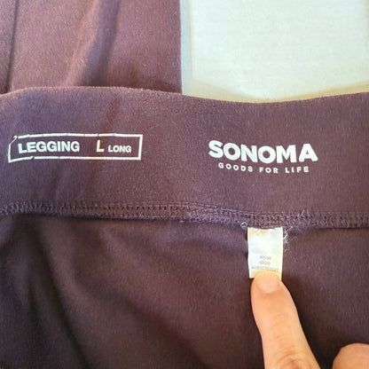 Sonoma Chocolate Brown High-Waisted Leggings Womens L Long Loungewear Cabincore