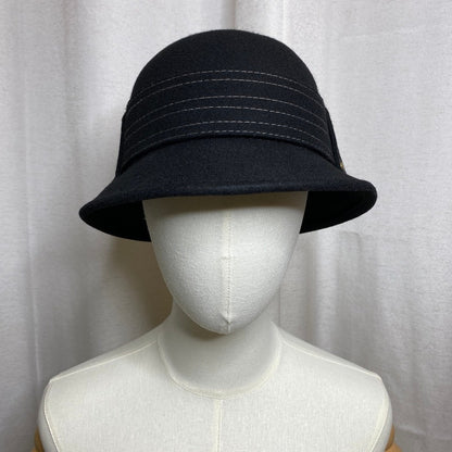 John Callanan 100% Wool Black Cloche Hat 1920s-Style Flapper Academia Steampunk