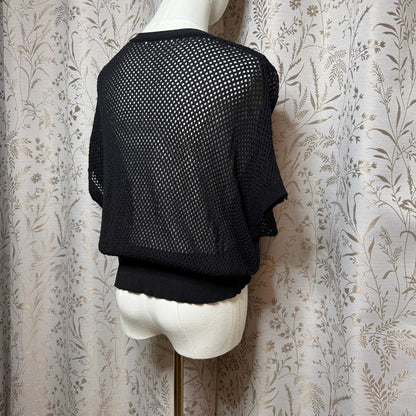 GRACE KARIN Black Open Knit Cardigan Women XL Shrug Goth Whimsigoth Minimalist