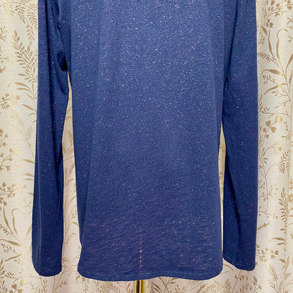 Sonoma Navy Blue Sparkle Long Sleeve Tee L Whimsigoth Celestial Dark Academia