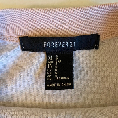 Forever 21 Cropped Raglan Tee Small Pink White Thrashed Sarcastic Snarky Saying