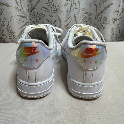 Nike Air Force 1 Low Iridescent Pixel Swoosh Sneaker Mens 7.5 White Athletic Y2K