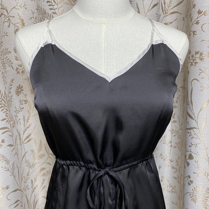 Forever 21 Satin Romper Womens Small Black Coquette Soft Girl Romantic Sleepwear
