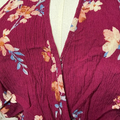 American Eagle Floral High Neck Romper Women S Keyhole Boho Festival Romantic