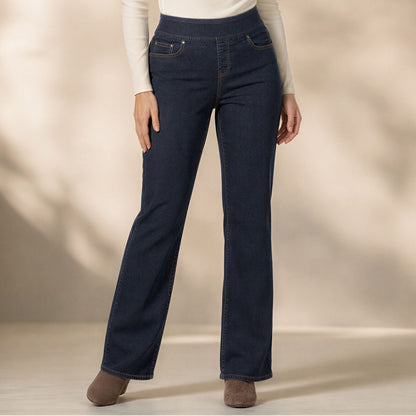 JAG Jeans Dark Wash Pull On Straight Leg Pants Women 16 Long Stretch Slim Fit