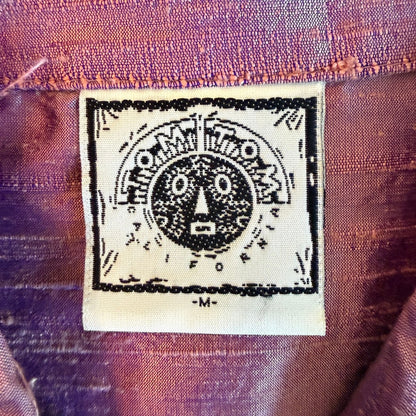Tom Tom California Vintage Iridescent Silk Shirt Women M Purple Boho Artsy Retro