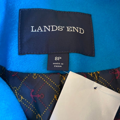 Lands' End Blue Wool/Cashmere Pea Coat 8P Nautical Sailor Chic Dopamine Dressing