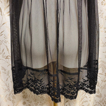 Victoria's Secret Black Sheer Lace Mesh Babydoll Slip Dress Large Romantic Vampy