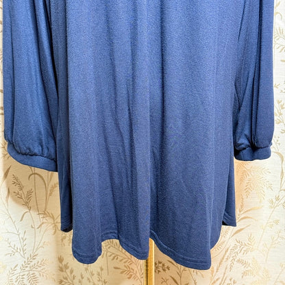 Lildy Navy Blue Stand Collar Tunic Women L-XL Minimalist Business Casual Travel